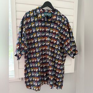 Big Dogs Men’s Button-Up Shirt 3X Comic Graphic Print Bold Vintage Style